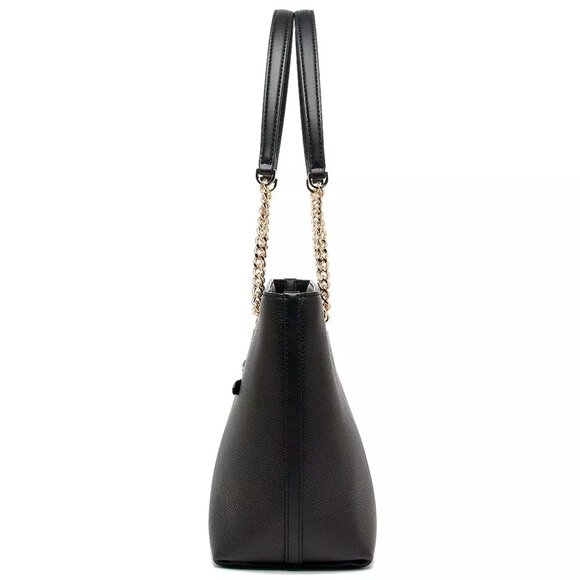 S Michael Kors Medium Front Zip Chain Tote Black Leather 35F2GTTT2L NWT $448 - Picture 7 of 13